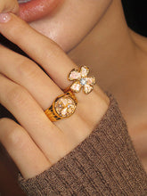 floral adjustable ring art deco cocktail ring